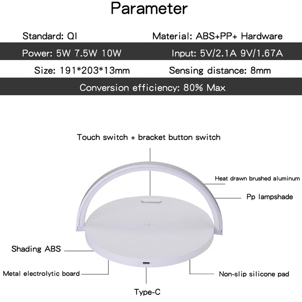 QI Wireless Charger Lamp